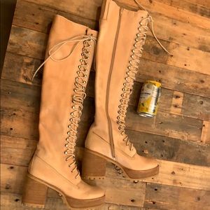 Jeffrey Campbell 27” LACE-UP BOOTS w/ SIDE ZIPPER